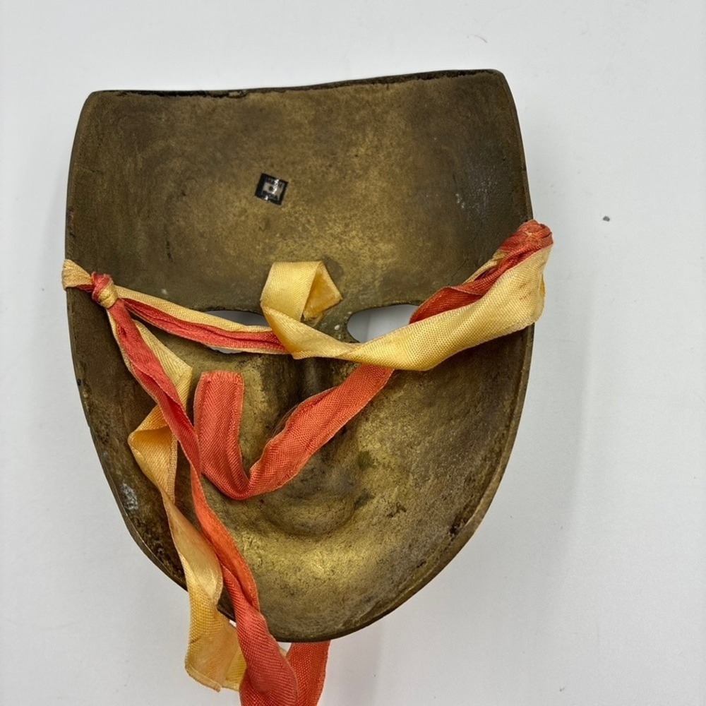 Vtg Set of 2 Brass Theater Masks Wall Hand Painted Enamel Made in India 6.5in - Picture 5 of 11